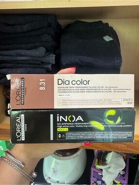 L'Oréal Professionnel Dia Color 8.31 & INOA Hair Color level 5 light brown